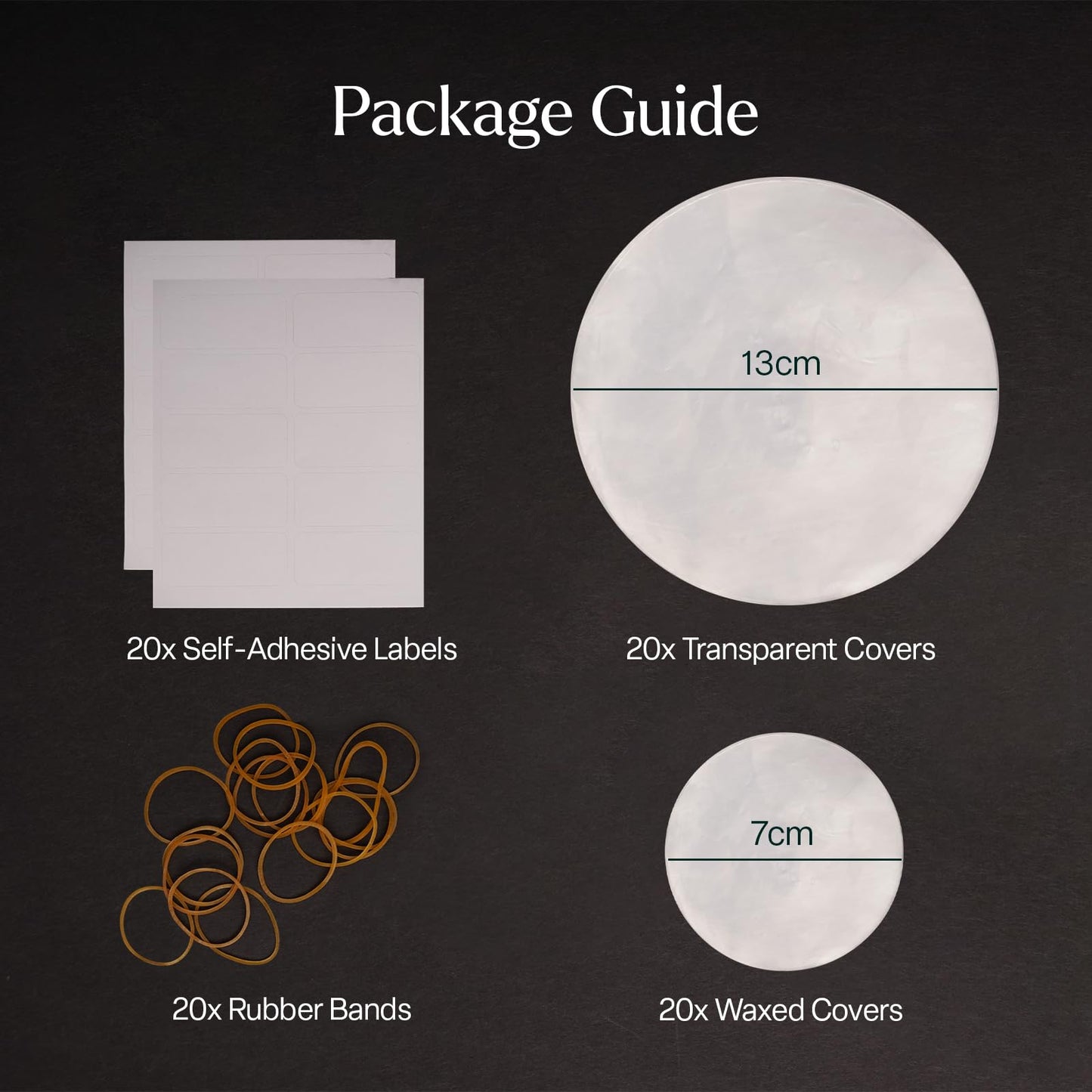 24 x 1lb Jam Pot Covers Labels with Elastic Rubber