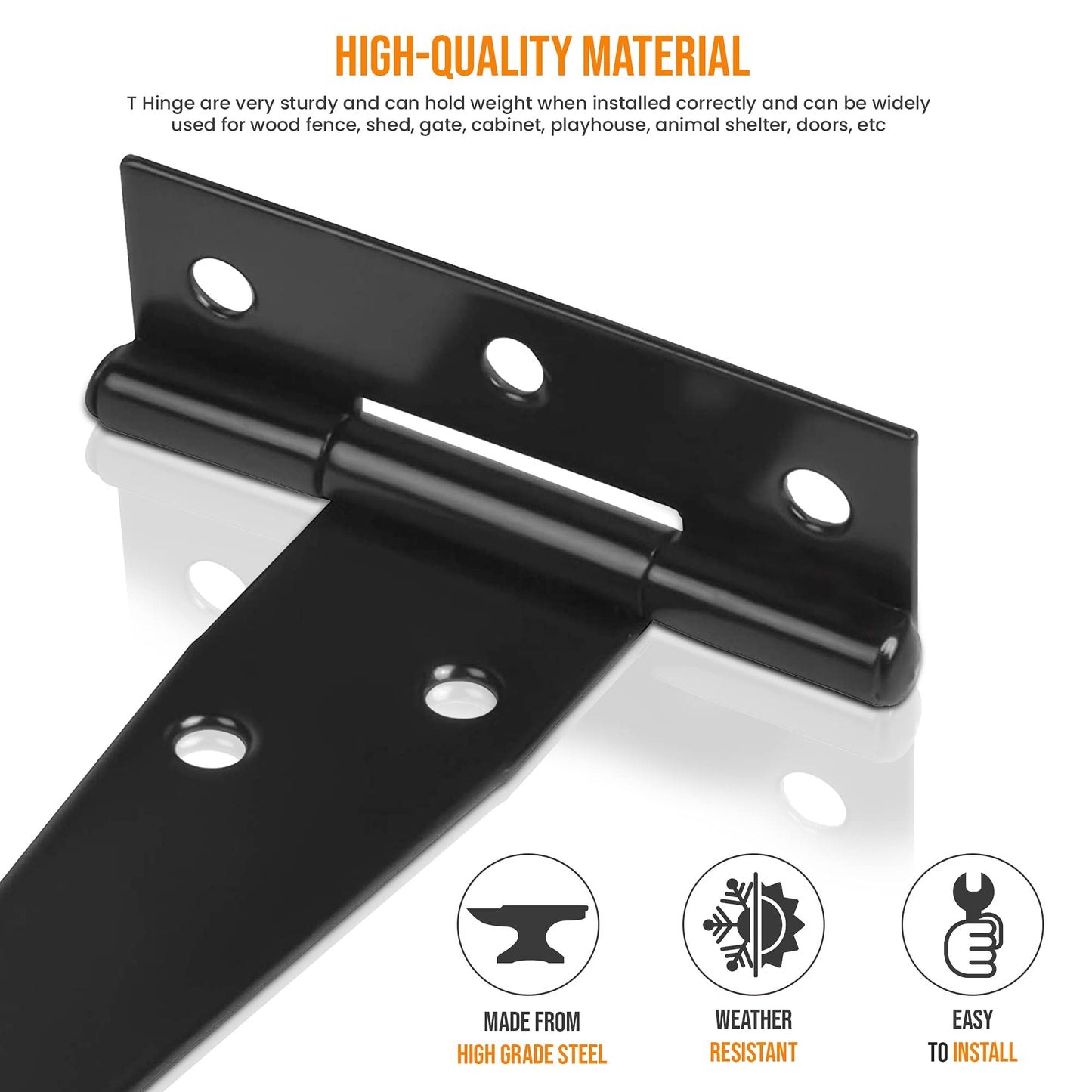 Garden Gate Hinges for Wooden Shed - 6 Inch 2Pcs