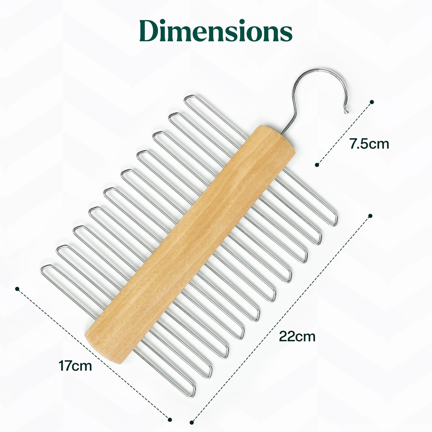 Wooden Tie Hangers as Wardrobe Organiser - 20 Chrome Bars