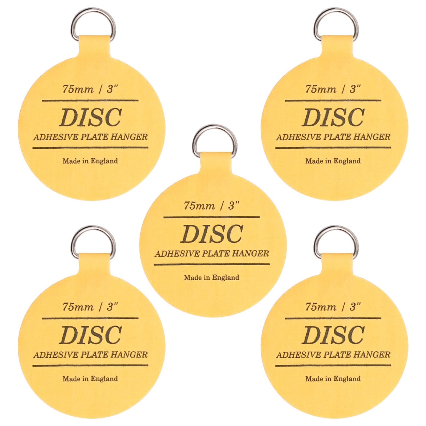 Disc Plate Hangers for Walls (75mm / 3'' (Pack of 5)), Yellow