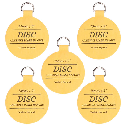 Disc Plate Hangers for Walls (75mm / 3'' (Pack of 5)), Yellow