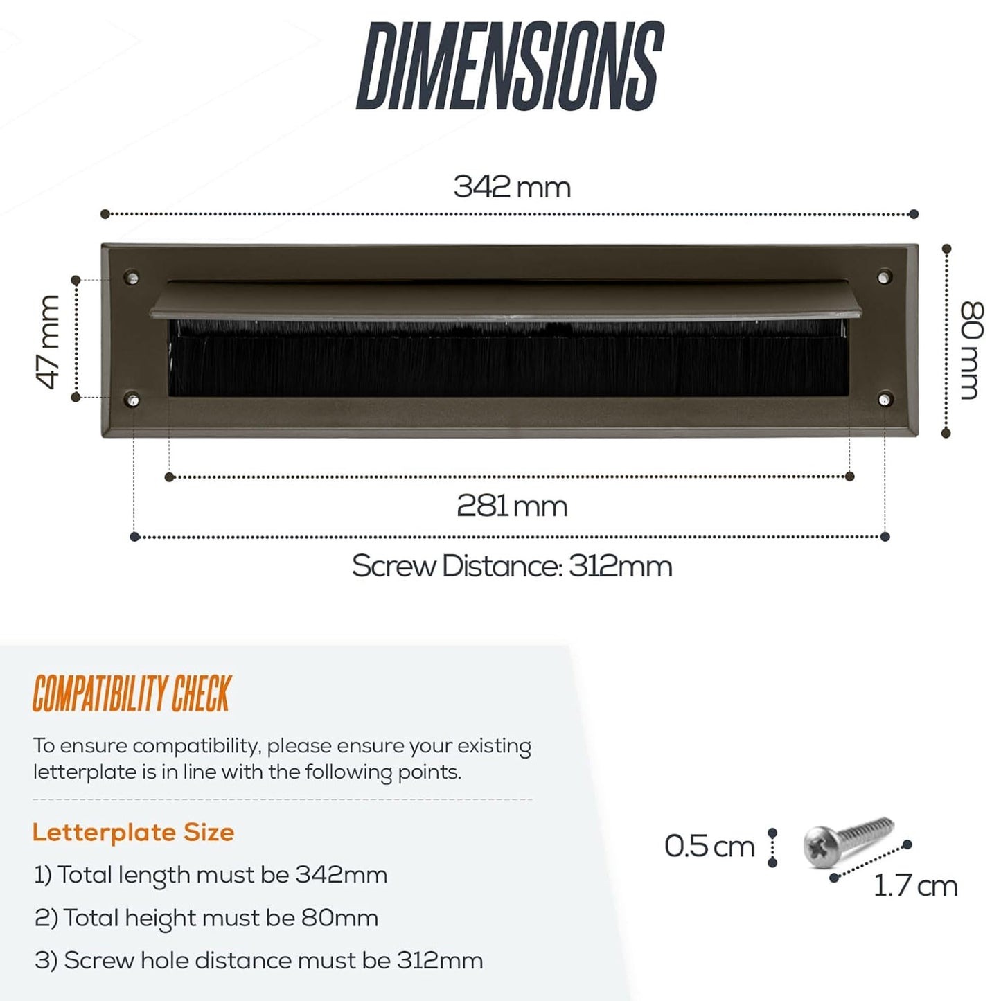 Internal Letterbox Draught Excluder 13.5 Inch PVC