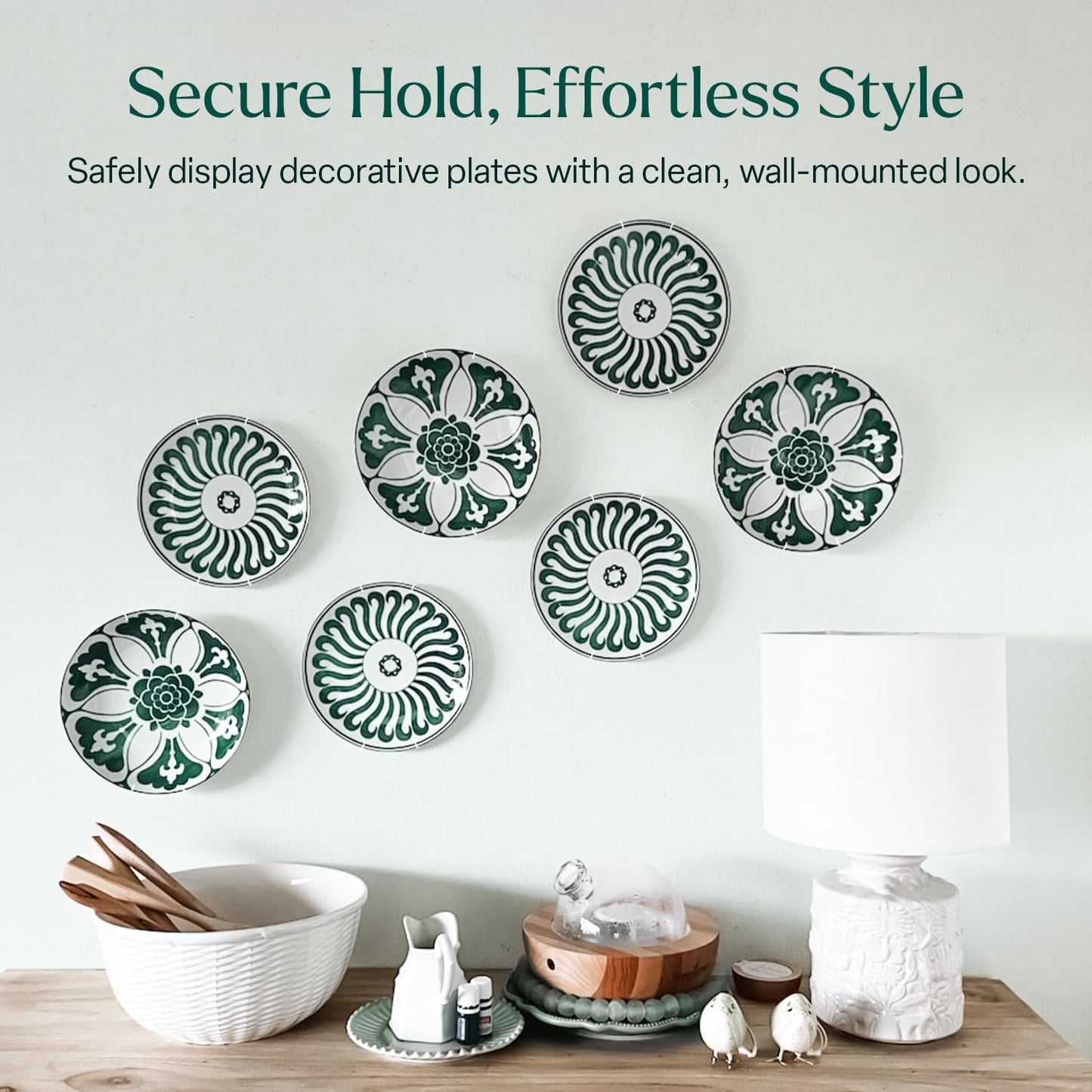 Invisible Plate Hangers for Wall | Decorative White (20 - 25 cm)