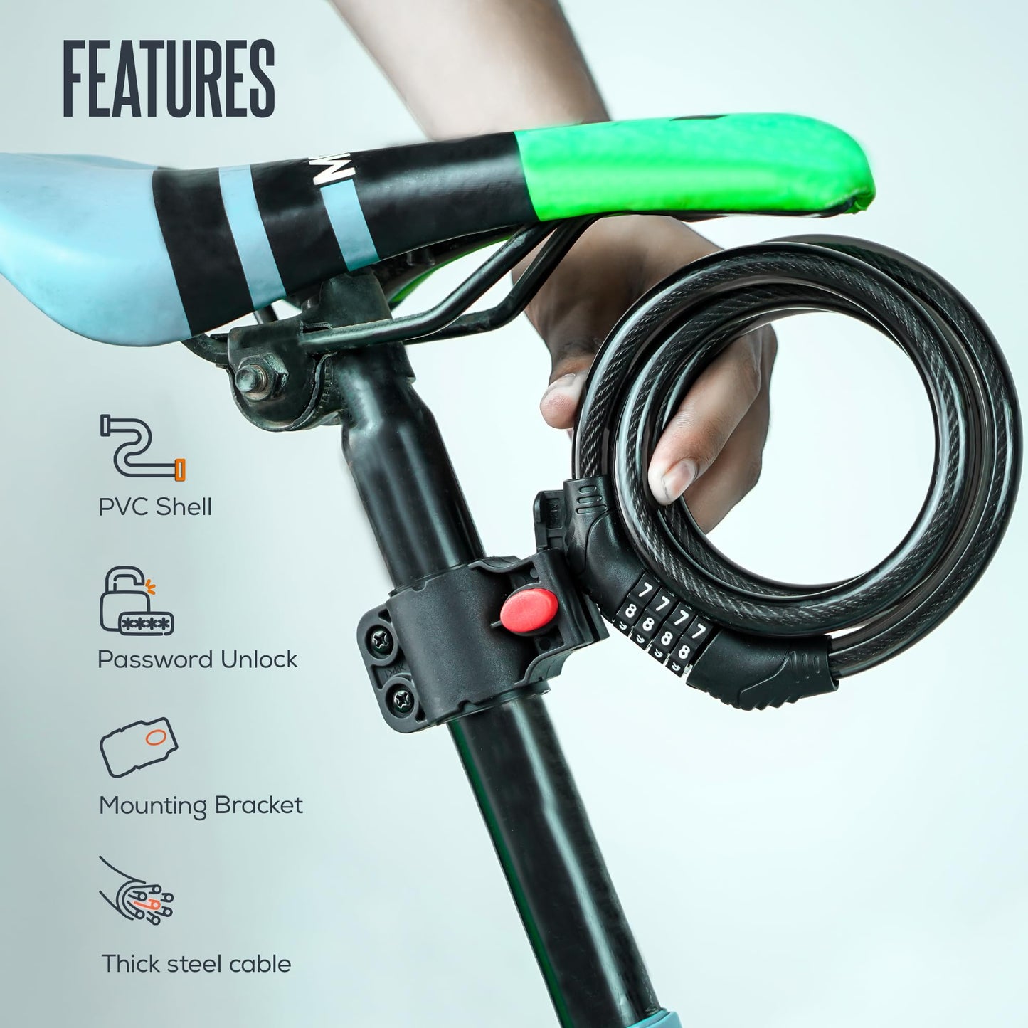 Bike Combination Lock 4 Digit |1.2M X 12mm