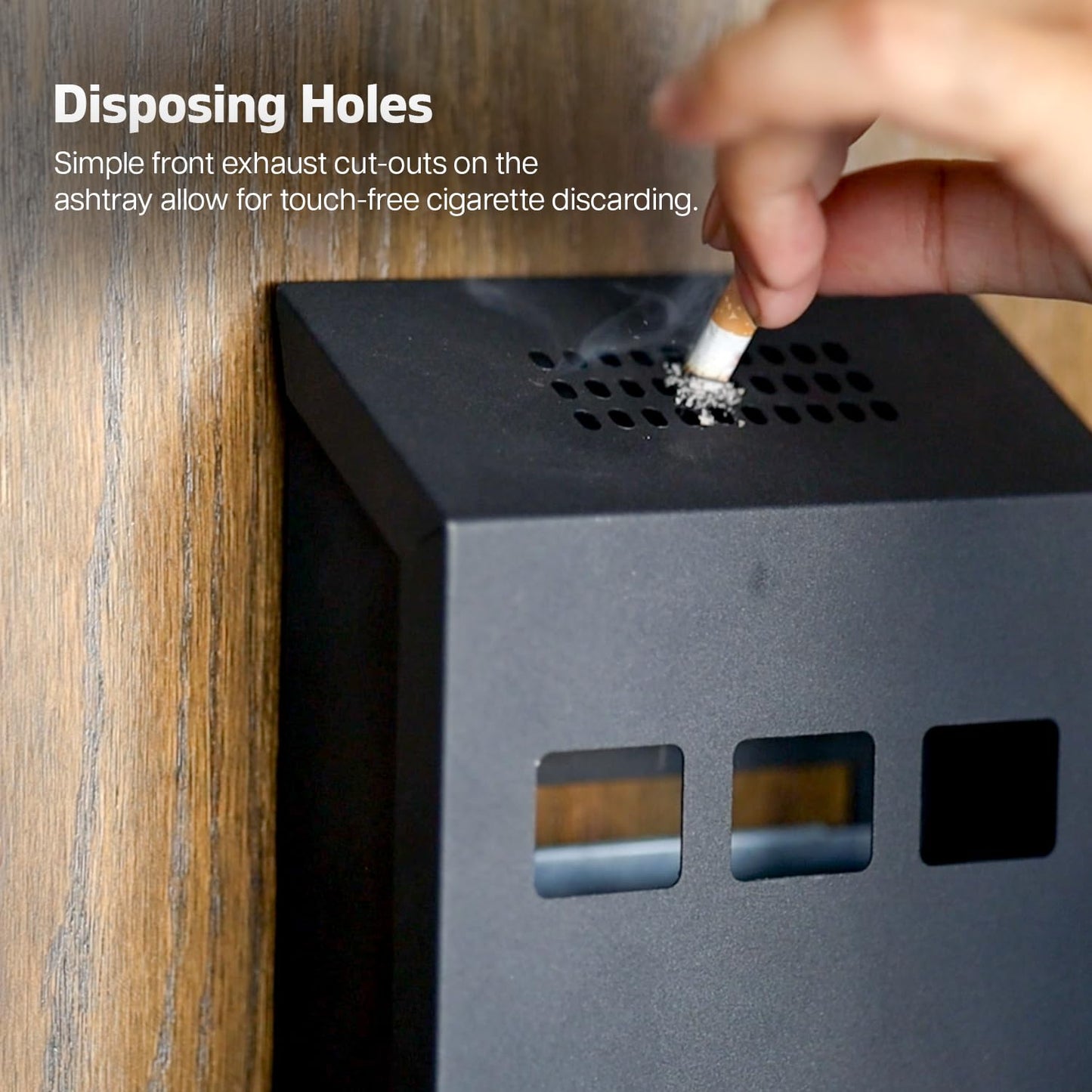 Outdoor Ashtray, Wall Mounted Ashtray, Lockable Cigarette Bin Outdoor, Galvanized Metal Smoking Box for Pub Club, Garden, Office - Outdoor Cigarette Ash Bin, Ash Tray with Luminous Cigarette Motif