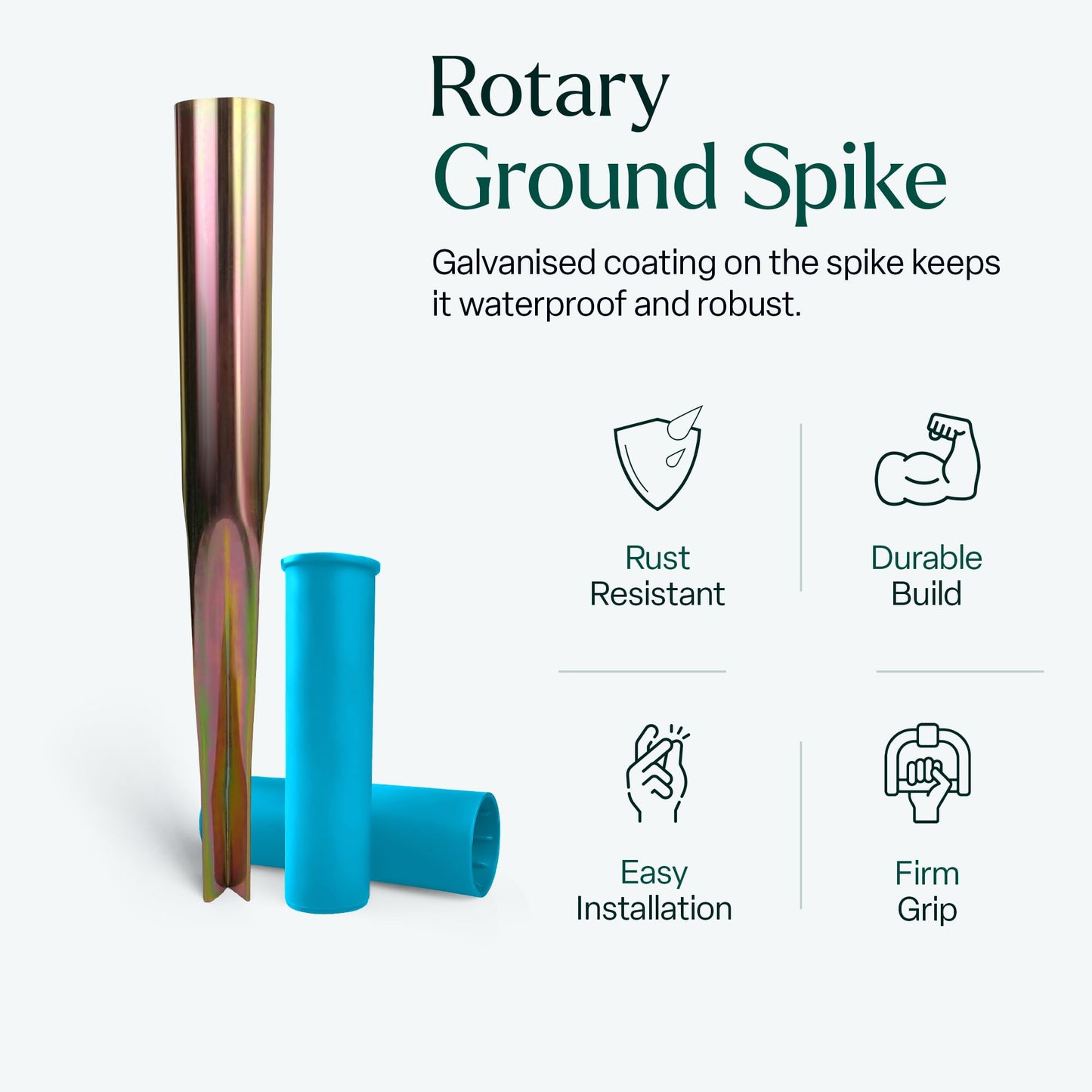 Rotary Washing Line Spike for Airer with 2 Plastic Adaptors