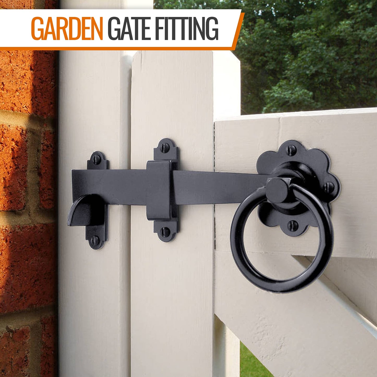Ring Gate Latch for Wooden Gates Black 6"/150mm