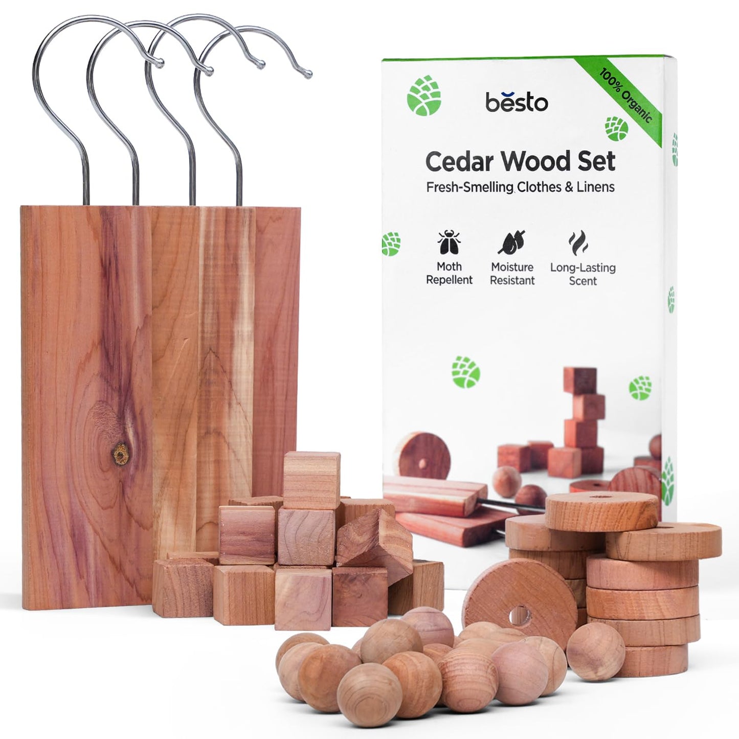 Cedarwood Moth Repellent for Wardrobes, 56 Pcs 100% Natural