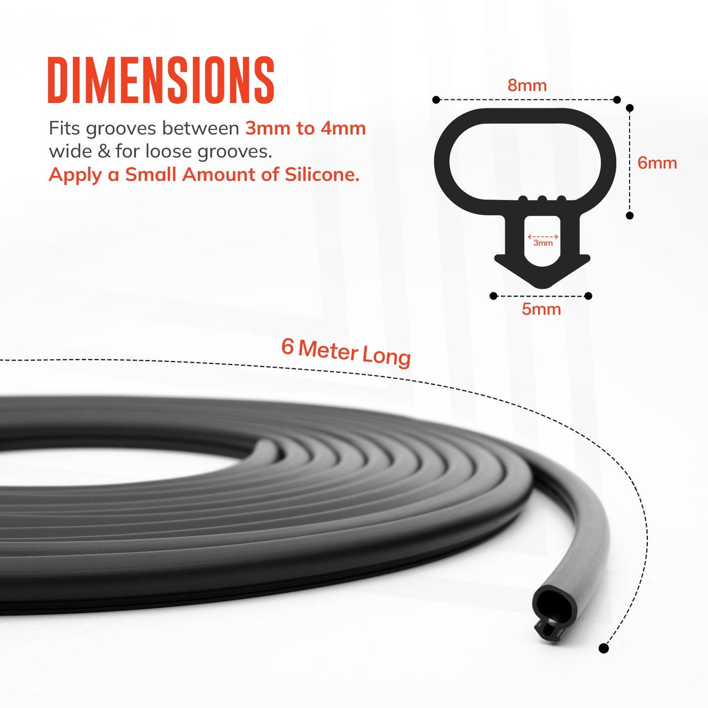 UPVC 6M Long Rubber Window & Door Seal Strip