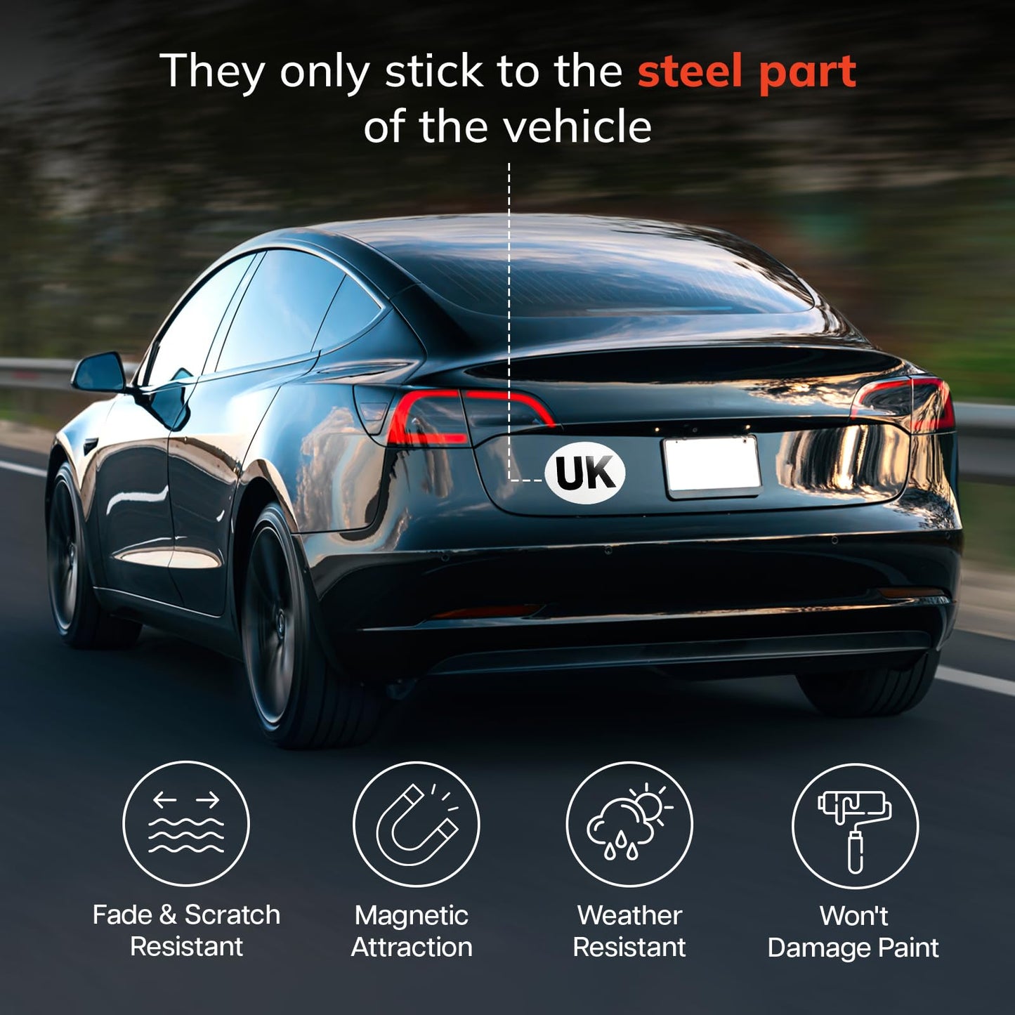 Magnetic UK Car Stickers for Europe | 178mm x 133mm