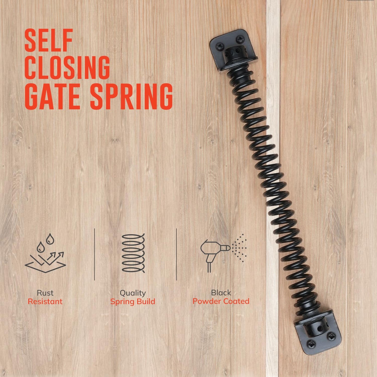 Gate Spring Closure for Wooden Gate | 8” Adjustable