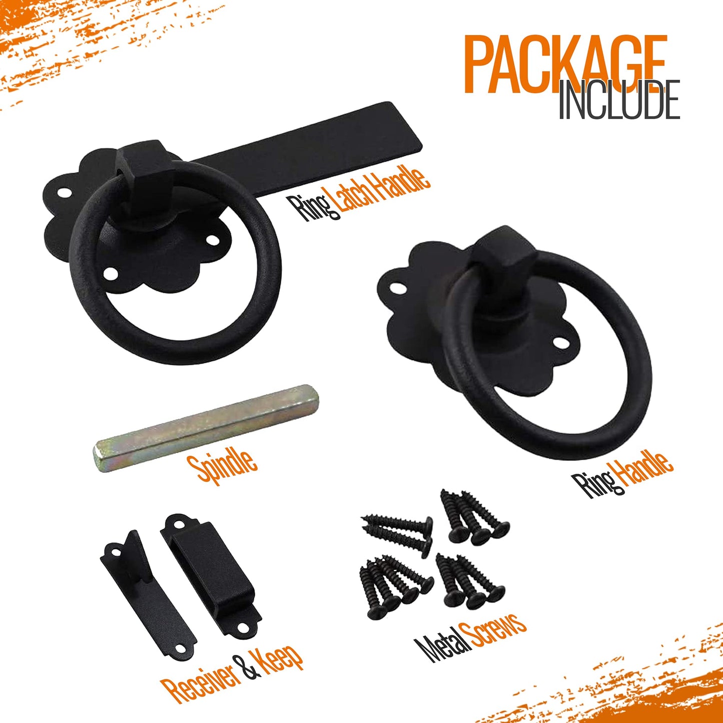 Ring Gate Latch for Wooden Gates Black 6"/150mm