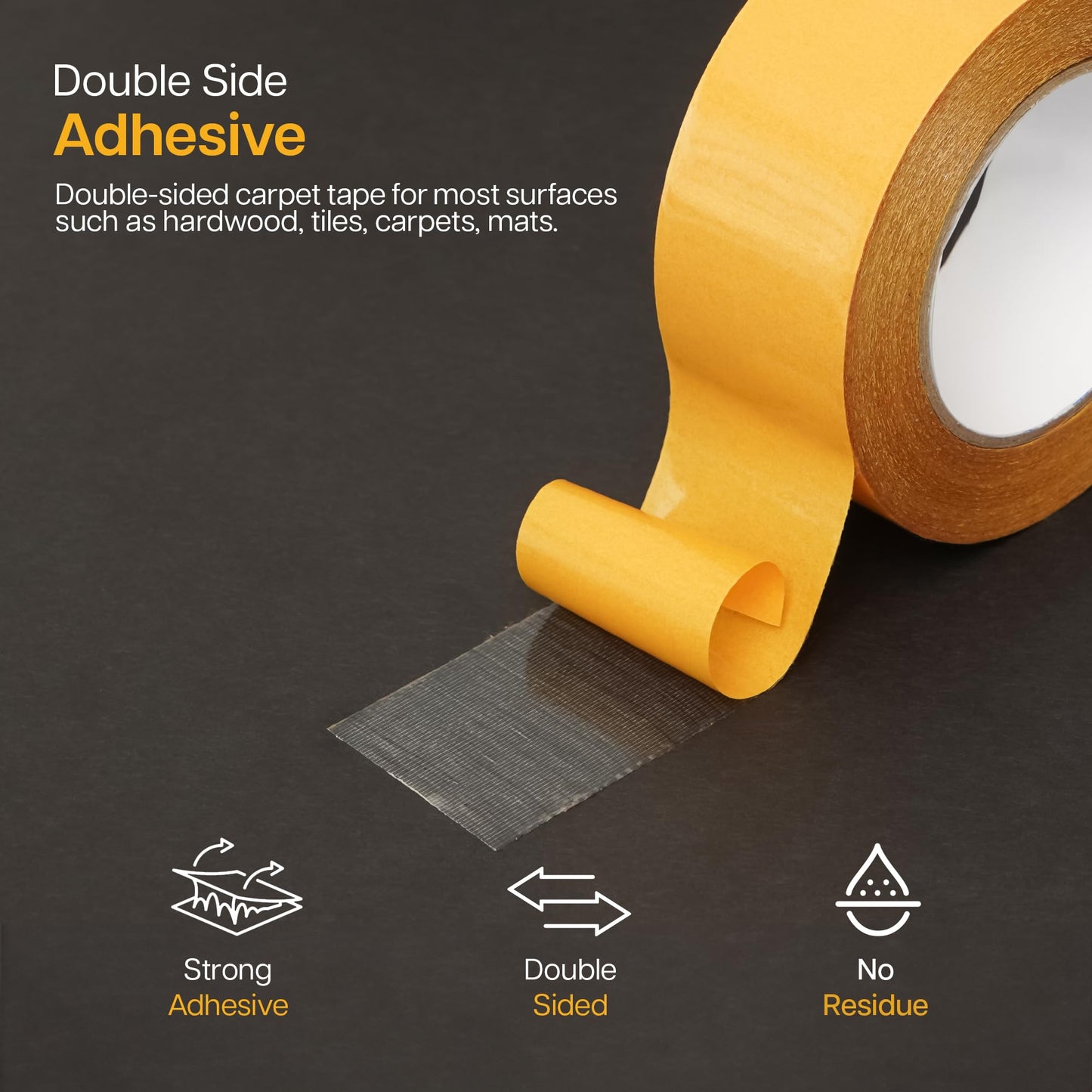 Double Sided Carpet Tape - Adhesive to Grip Hardwood 50mm x 25m
