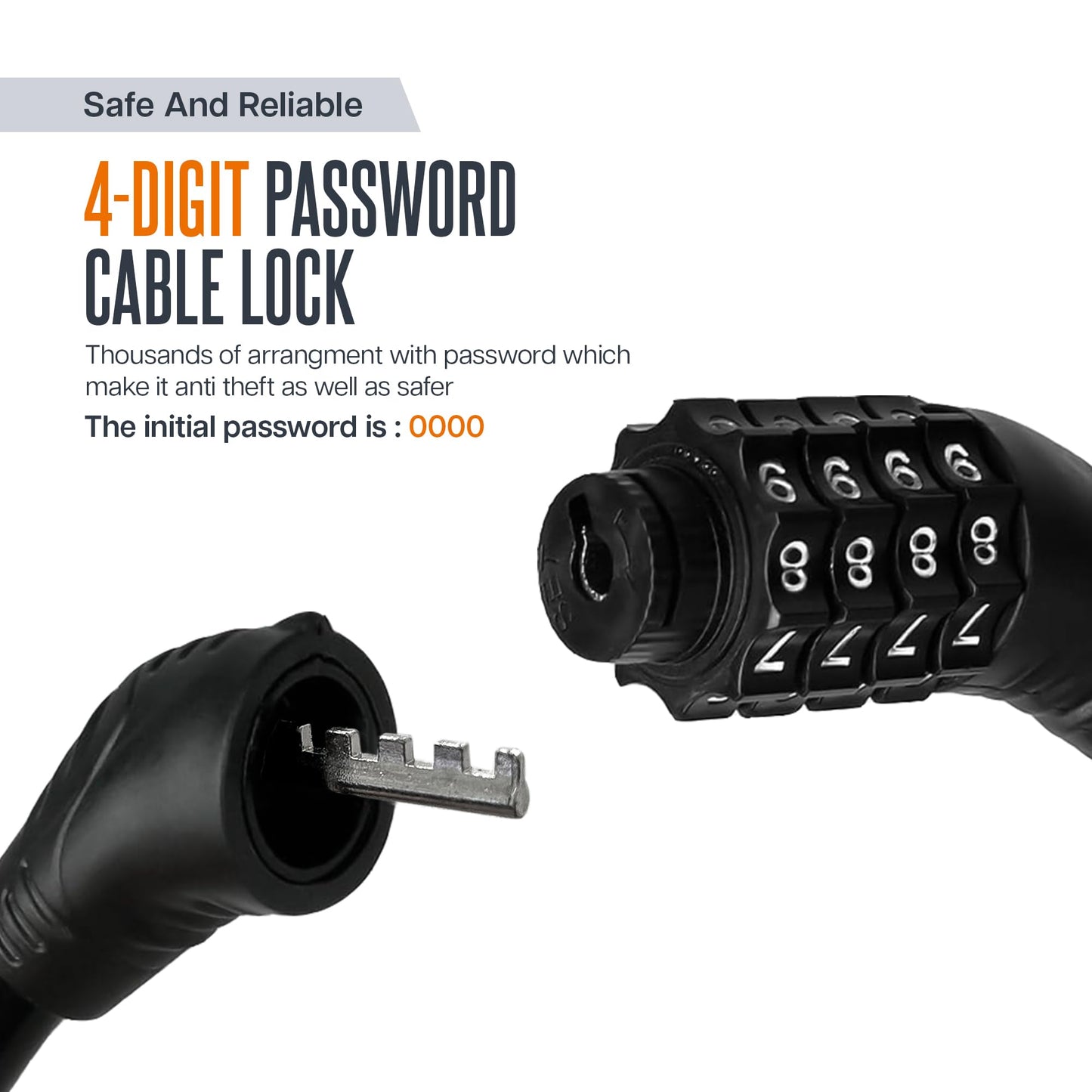 Bike Combination Lock 4 Digit |1.2M X 12mm