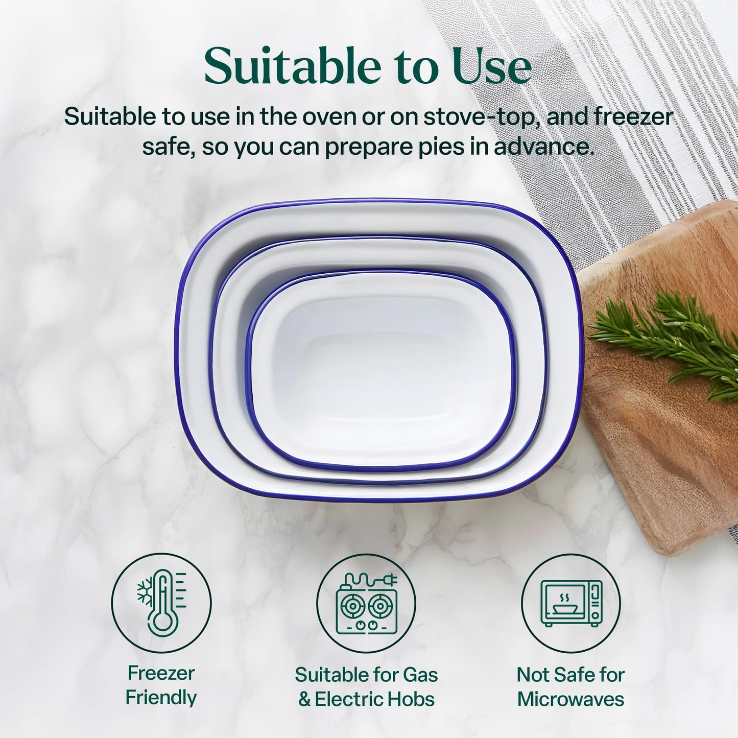 Enamel Pie Dish | Dishwasher Safe (L 20 x W 14.5 x D 4.5 cm)