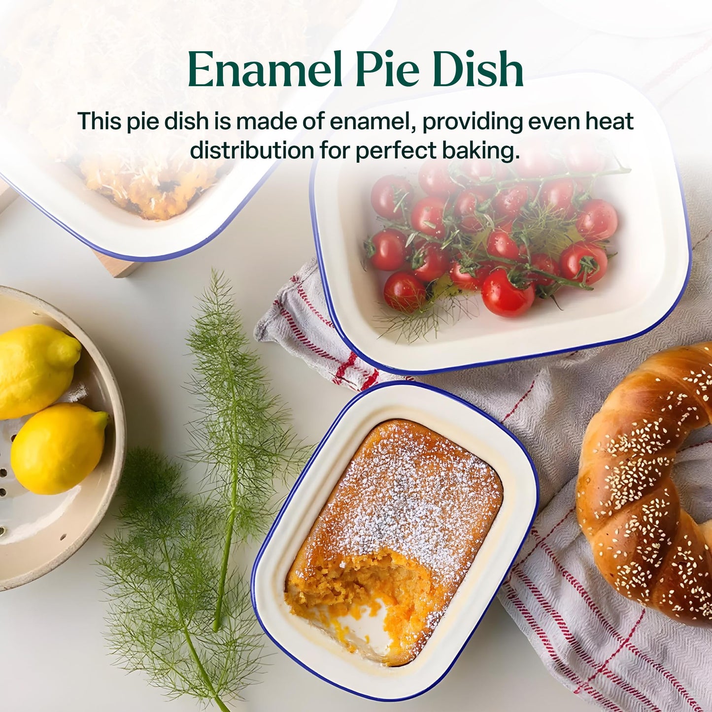 Enamel Pie Dish | Dishwasher Safe (L 20 x W 14.5 x D 4.5 cm)
