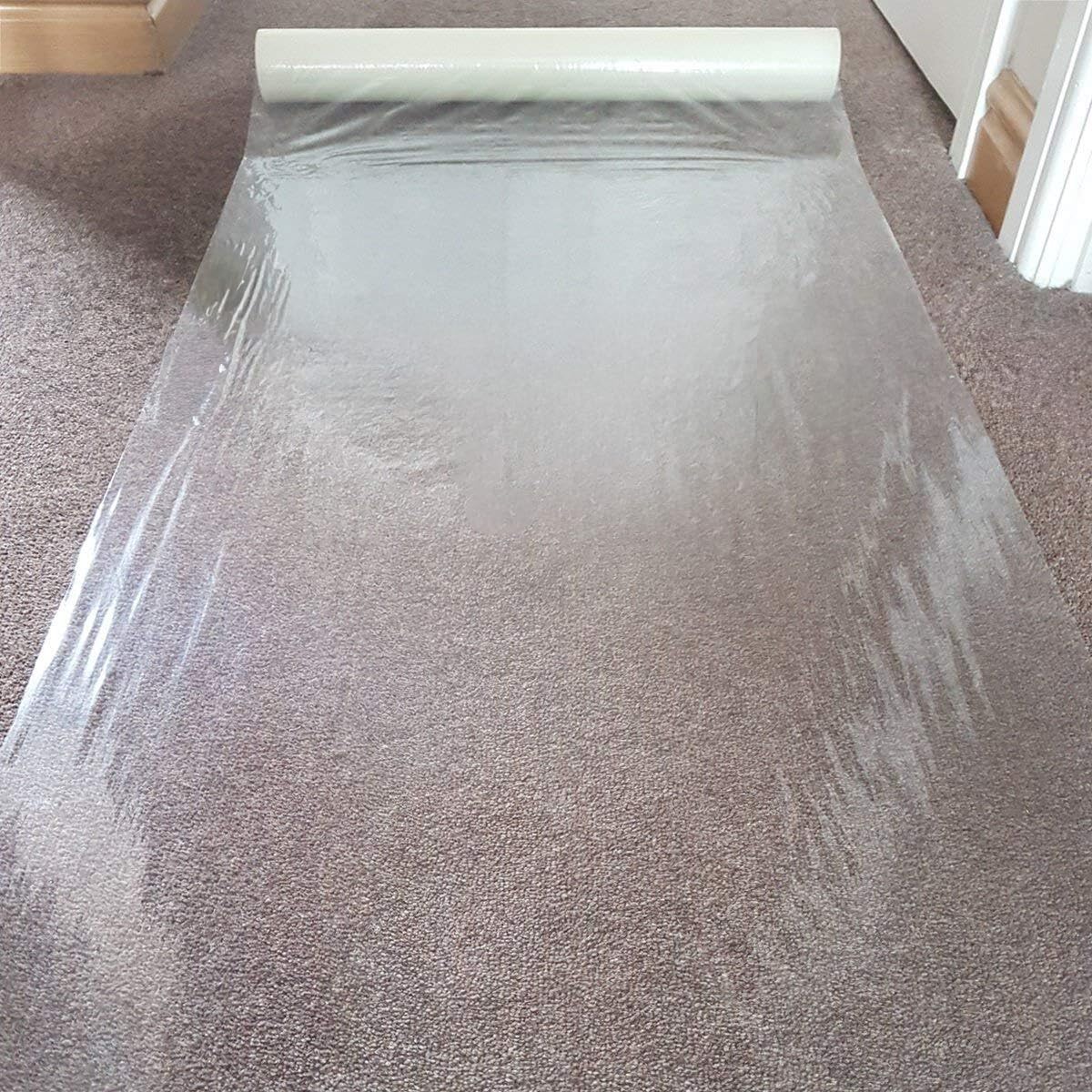60 Micron Clear Carpet Protector Film - 2 Rolls (Each 60cm x 25M)