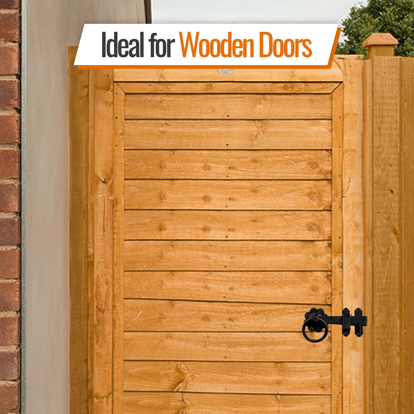 Ring Gate Latch for Wooden Gates Black 6"/150mm