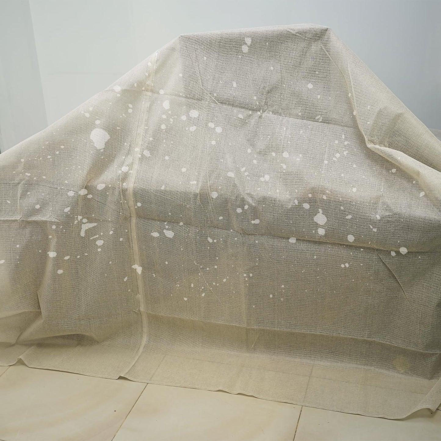 Pack of 2 Laminated Cotton Dust Sheets for Decorating, Waterproof 12ft x 9ft Dust Sheets Twill Laminated Polythene Backed Reusable Paint Sheets for Furniture, Floor, Staircase and DIY Projects